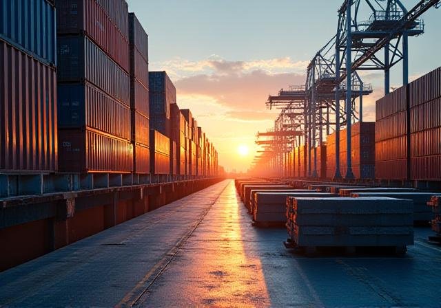 Global shipping and metal raw materials storage